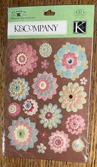 K&Company Classic K-Ology Layered Flowers Pearl Gem Floral 3D Scrapbook Stickers