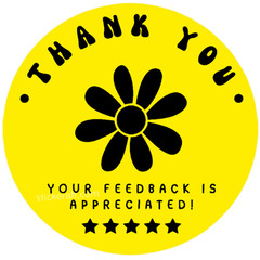 50 Thank You Stickers 2” Round Holographic Feedback Labels for Packages