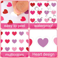 2400 Pcs Valentine’S Day Mini Love Heart Stickers – Red, Pink, Purple, 0.4 Inch