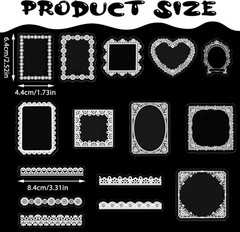 120 PCS White Lace Stickers, Waterproof Scrapbook Lace Sticker, Transparent Wedd