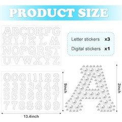 107 Pcs 4 Sheets Pearl Self Adhesive Stickers 3 Sheets A-Z Glitter Rhinestone