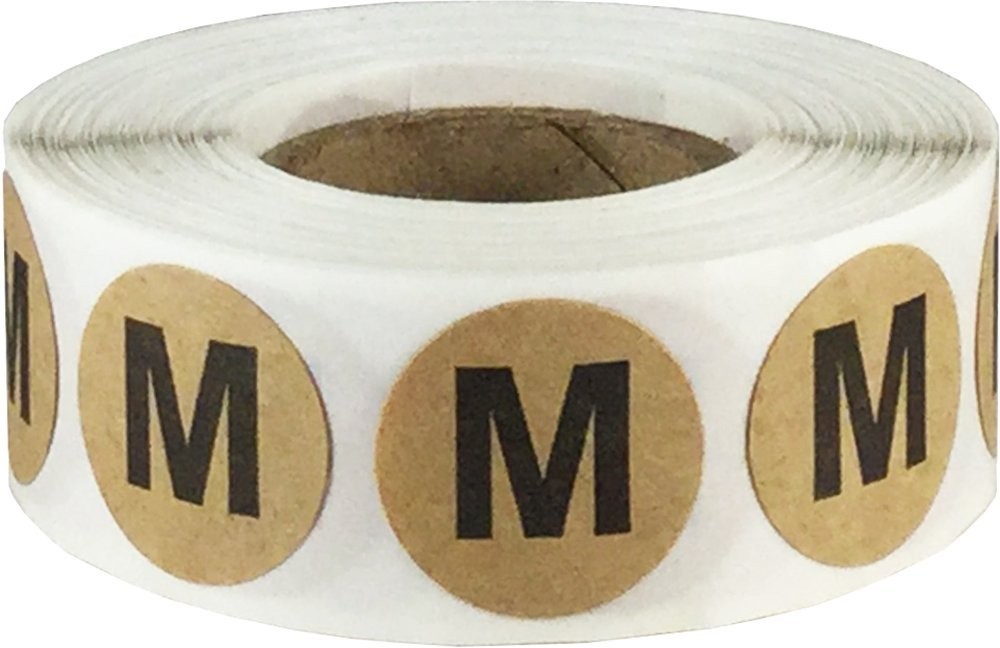 Natural Kraft Circle Medium M Clothing Size Stickers for Retail Apparel, 0.75…