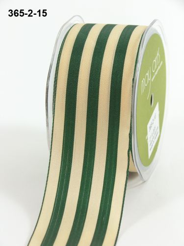 MAY ARTS RIBBONS~SOLID STRIPE~GREEN & IVORY~2 INCHES WIDE~SOLD BY THE YARD!