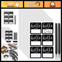 480 Name Tag Stickers with Black Marker – Perfect for Home, School, Office & Eve