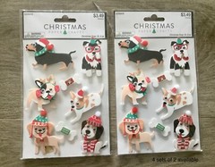 Christmas Paper Crafts 3D Christmas Dogs Stickers ~ Scrapbooking ~ Lot of 2 NEW