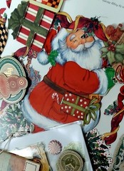 100 CHRISTMAS CRAFT LOT BUTTONS FIBERS PUNCHIES EPHEMERA GEMS FOILS 10 EA OF 10