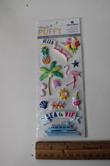 Paper House Sticky Pix Puffy 14PC Hello Sunshine Flower Shells Tree Scrapbooking