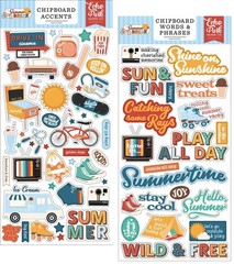 Echo Park SUMMER BREAK (2) 6″x13″ Chipboard COMBO Accents + Words Phrases