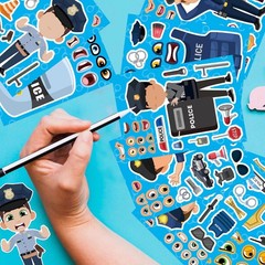 24 Sheets Make Your Own Policeman Stickers, Educational Theme Gift for Kids,