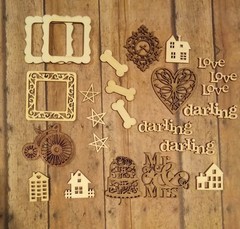 Wood embellishments Card Making Flatbacks Chipboard Embellishments Scrapbook A