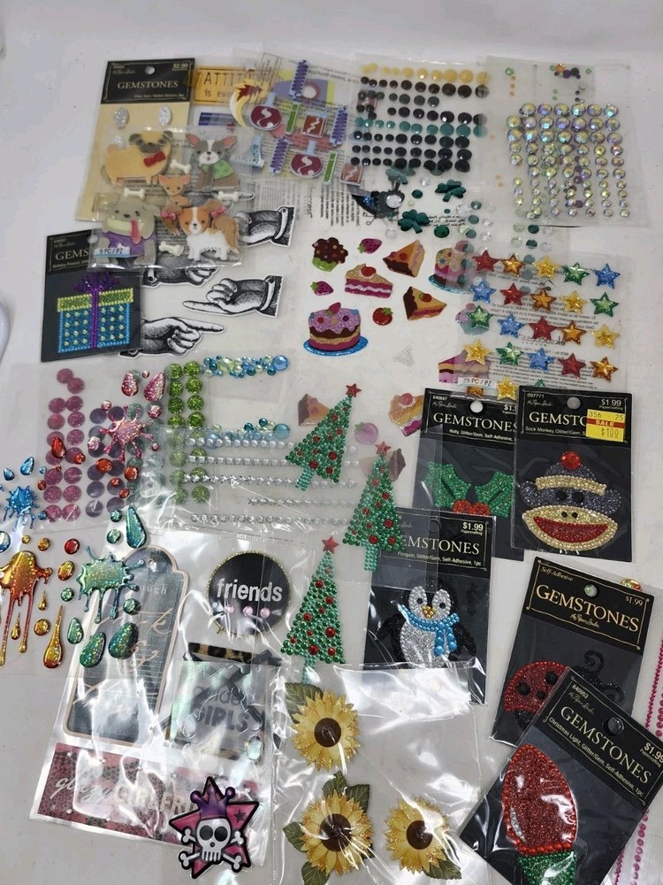 Lot of Craft Stickers & Embellishments Gemstones Puffy Stickers Scrapbook Supply