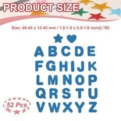 Alphabet Foam Stickers, 52Pcs Letters A-Z EVA Self Adhesive Glitters, Dark Blue
