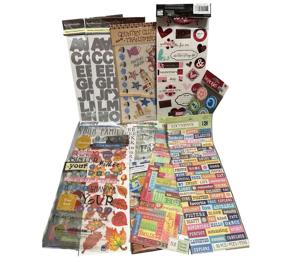 22 Pc Scrapbook Sticker Lot Recollections K&Company Family Travel Letters New