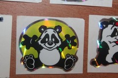 Vintage KEM Prism Sticker mods Panda Teddy Owl Bear Heart lot of 5 1980s