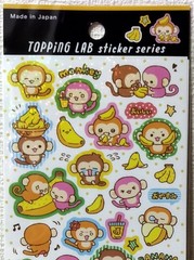 GAIA Topping LAB Banana Sticker Kawaii Animal Monkey Fruits Cartoon MADE JAPAN