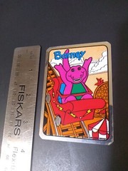 Vintage Stickers Barney Foil Mylar Vending Machine Sticker Dinosaur