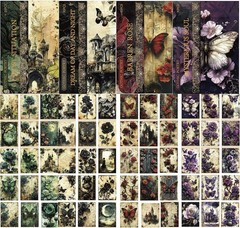 120 Sheets Gothic Scrapbooking Paper for Scrapbook Kit, Vintage Ephemera for Jun