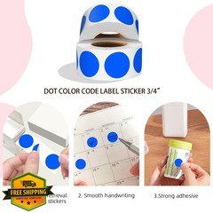 WANSTE 500 PCS 3/4″ Blue Dot Stickers Color Coding Labels