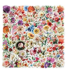 100pcs Retro Flower Stickers, Rose Lily Plants Leaf Stickers, 103