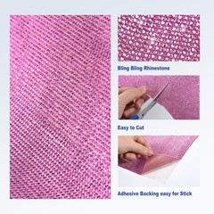 1 x Bling Rhinestone Sheet Self-Adhesive Sticker 150x20CM 59×7.9 Inch Pink