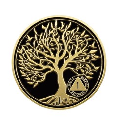 1 Year Sobriety Coin, Tree of Life AA Coins, AA Chips and Medallions, Recover…