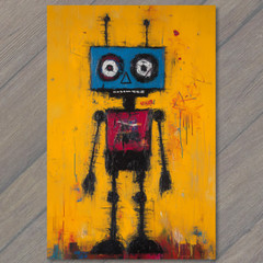 STICKER Blue Red Robot Yellow Chaos Urban Spray Punk Graffiti Style