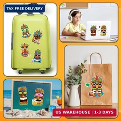 24 Sheets Summer Stickers, Make a Tiki Face Sticker, Tropical Hawaiian Stickers