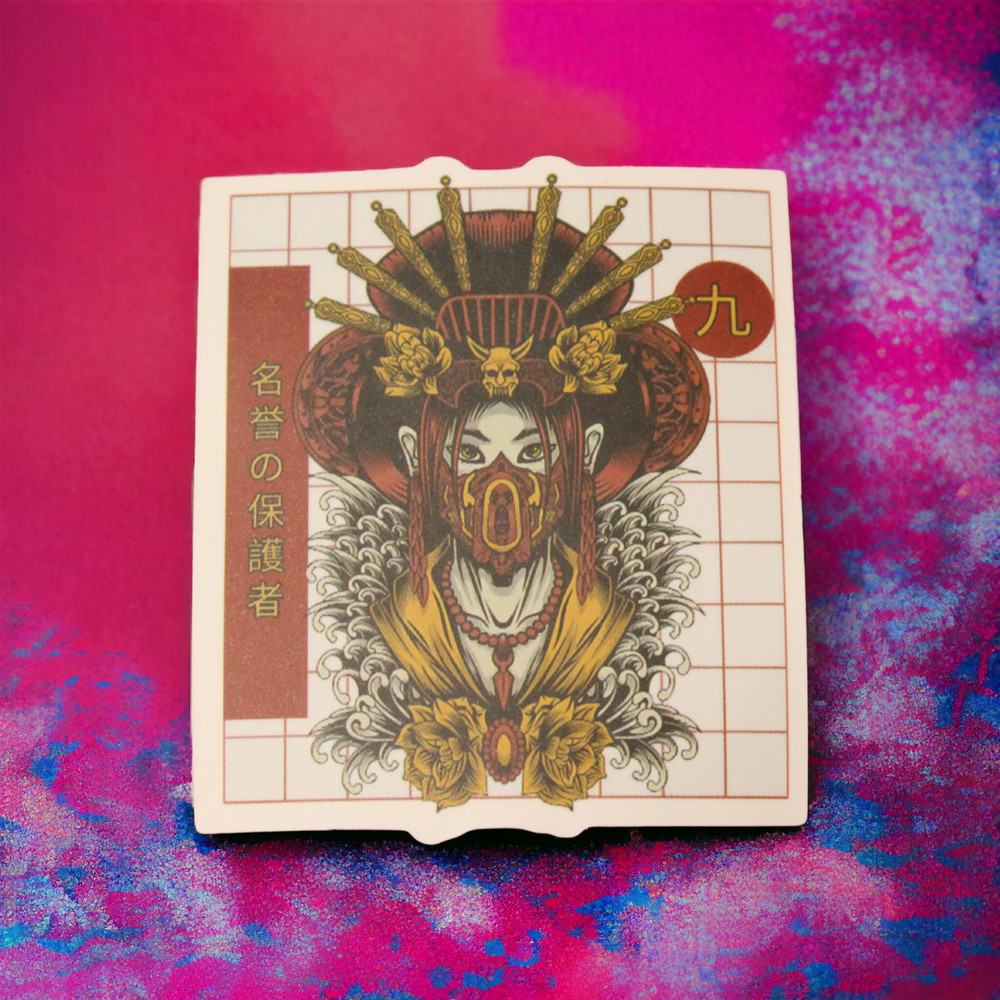 Guardian of Honor Geisha Mask Oni Warrior Red Sticker