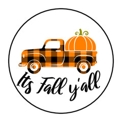 30 IT’S FALL Y’ALL STICKERS ENVELOPE SEALS LABELS 1.5″ ROUND CLASSIC TRUCK PLAID