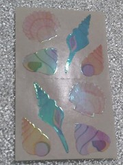 Vintage Mrs Grossman’s Stickers SEASHELLS 4 small mods = 8 pearlescent 2 laser