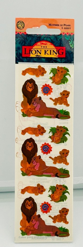 Vintage Sandylion Mother Of Pearl Lion King Stickers NOS Simba & Nala – Sealed –