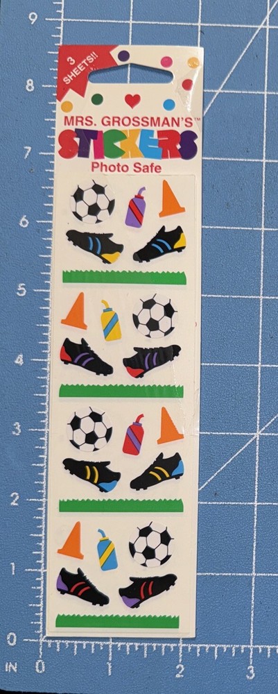 Mrs. Grossman’s SOCCER ITEMS Stickers, 3 Sheets, New In Opened Package