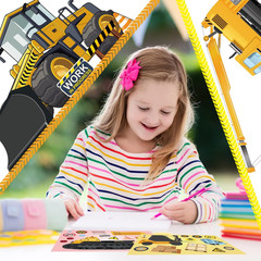 6.5‘’ X 4.5‘’ Make Your Own Construction Vehicle Stickers for Kids Boys Make a F