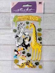 jungle fun stickers EK success dimensional monkey giraffe zebra 17pc new