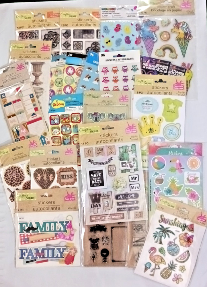 Large lot of scrapbook craft stickers 25 packs Family, summer, baby. Pop-up 3D +