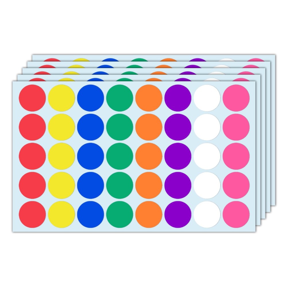 1000 Pack, 1 inch – Colored Round Circle Dot Stickers, Garage Yard Sale Price St