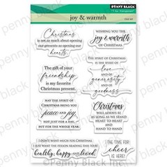 New Penny Black Rubber Stamp JOY & WARMTH CHRISTMAS SENTIMENTS free USA ship