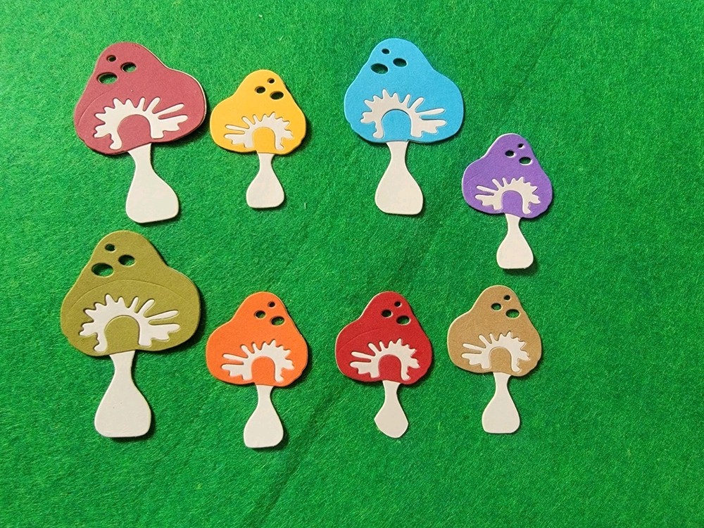 4 Asstd. Mushrooms cardstock die cut embellishment For scrapbook card making