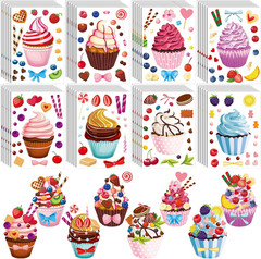 48 Sheets Scented Cupcake Stickers Scratch and Sniff for DIY Baking Favors