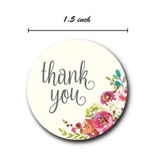 Ivory Floral Thank You Stickers / 1000 Gratitude Envelope Seals Roll / 1.5″ R…