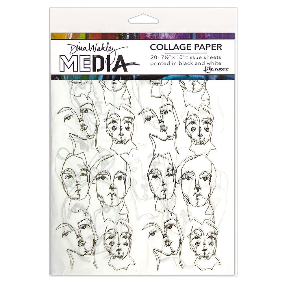 Ranger Dina Wakley Media Collage Papers, Church Doodles, 7.5×10 in, 20-Pack