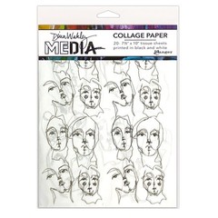 Ranger Dina Wakley Media Collage Papers, Church Doodles, 7.5×10 in, 20-Pack