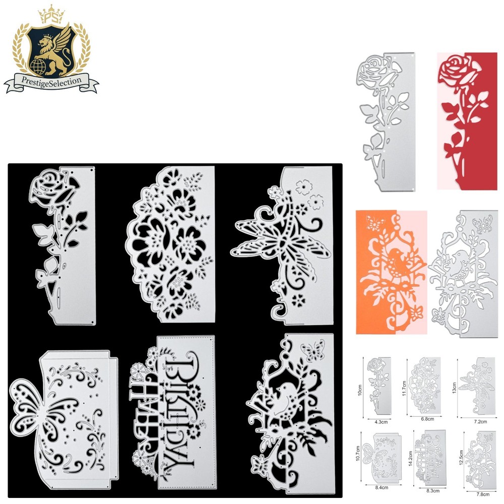Versatile 6 Pcs Cutting Die Set with Elegant Designs for DIY Card Creations