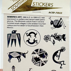 Vintage Astroline Southwest Stickers Mimbres Art Black and White 2 sheets NOS