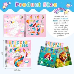 Colorful 3PCS Sticker Paint Books: Unleash Creativity with Unicorns & Mermaids