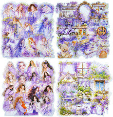 PET Scrapbook Stickers Set, 120PCS Journaling Supplies with 6 Themes Book Wall O