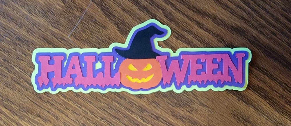 Scrapbooking Handmade Die cuts Titles Borders Halloween Sign Bright yellow