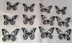 Tim Holt Die Cuts * Mini Detailed Butterfly * 6 Sets * White and Black Cardstock
