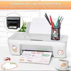Matte Printable Sticker Paper, 8.5″x11″ – 40 Sheets for Laser & Inkjet Printing