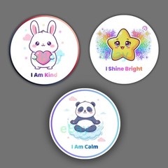 Printable Kids Affirmation Stickers Bundle | 16 Kawaii Motivational Designs
